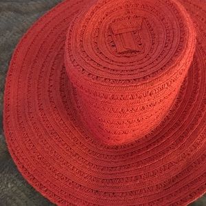 Red Sun Hat with a Large Brim